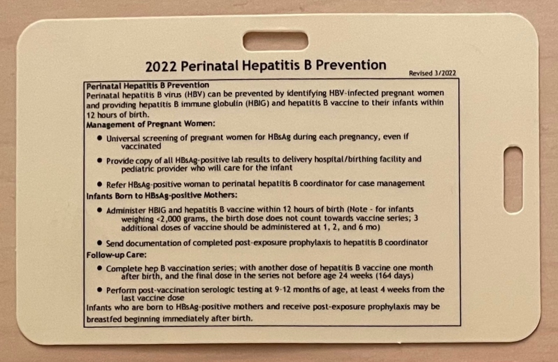 2023 IZ Palm Cards: Perinatal Hepatitis B